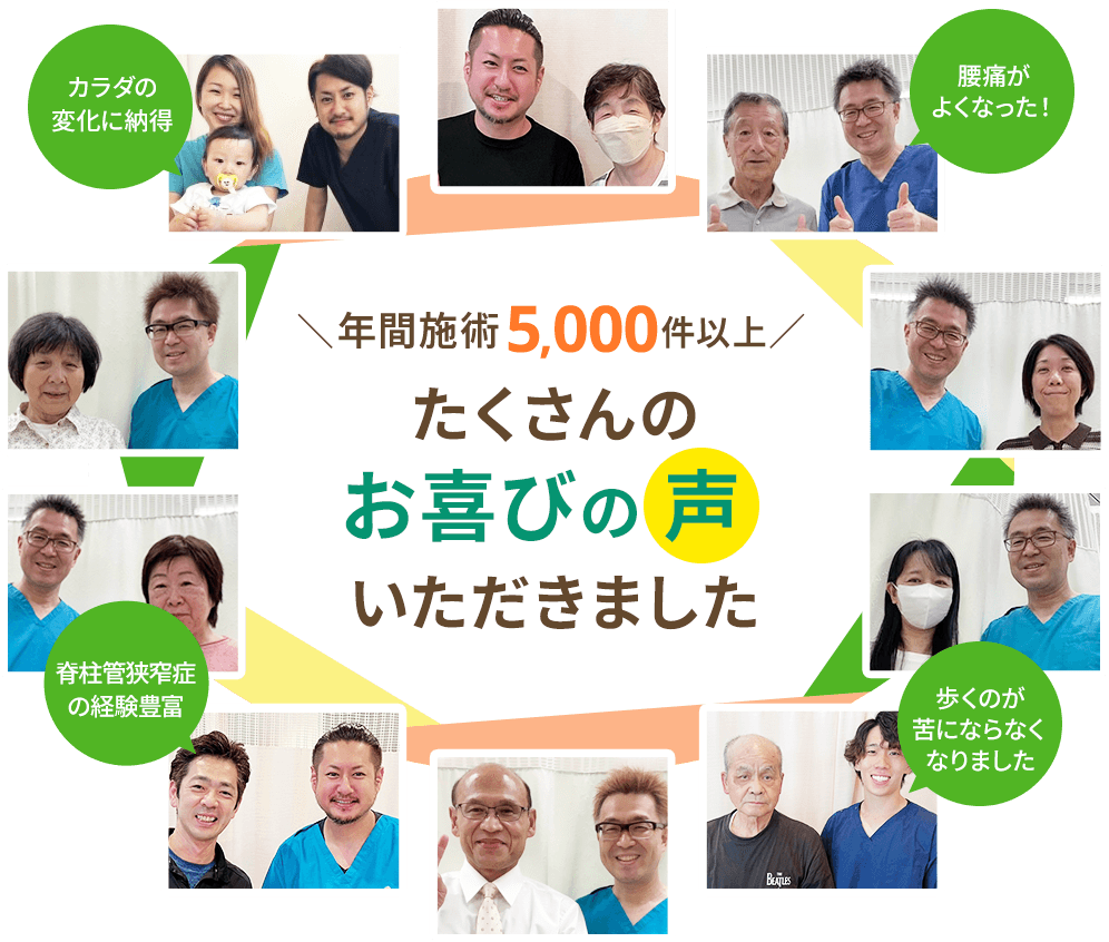 年間施術5,000件以上 たくさんのお喜びの声をいただきました